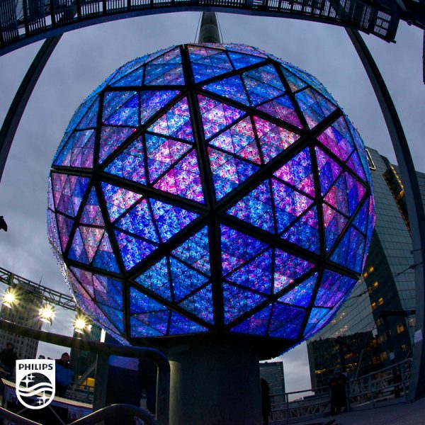 The lighting test of the Times Square ball with Philips LED lights, in Times Square, New York, NY on December 30, 2013.