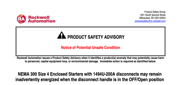 Rockwell Allen Bradley POINT Guard I/O 1734-IB8S/B  Product Notice